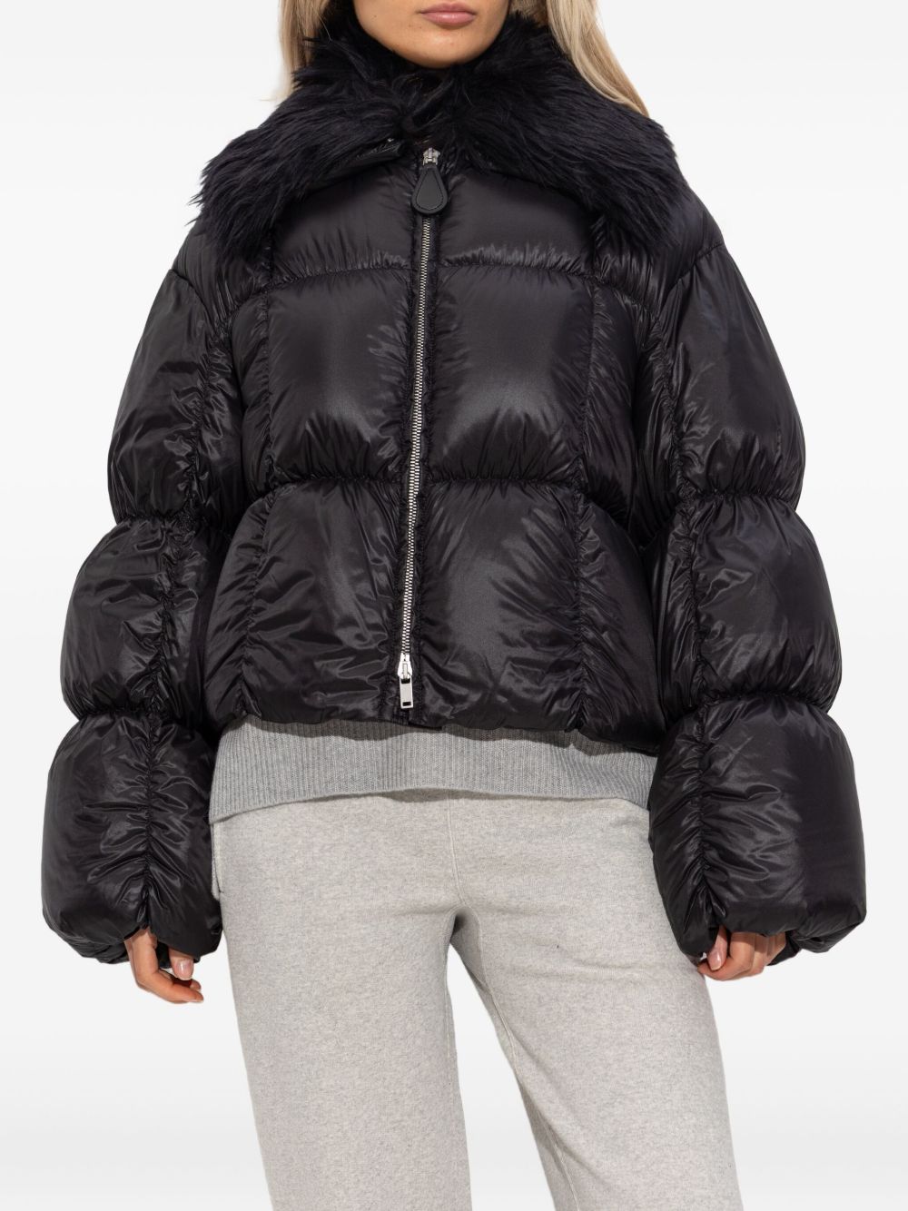 JIL SANDER Padded Jacket with Faux Fur Collar