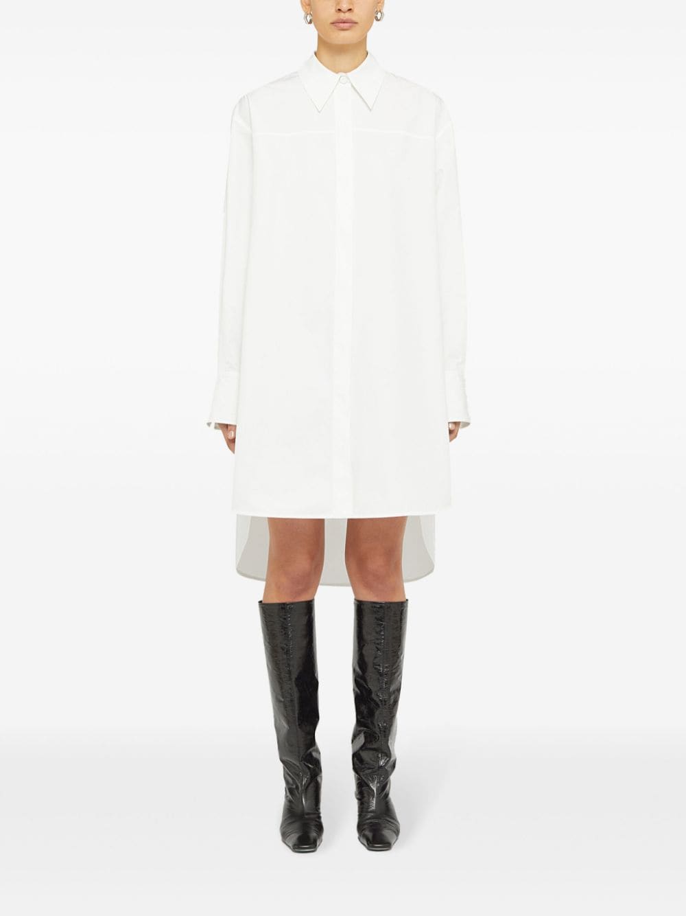 JIL SANDER Cotton Shirt Dress with High-Low Hem
