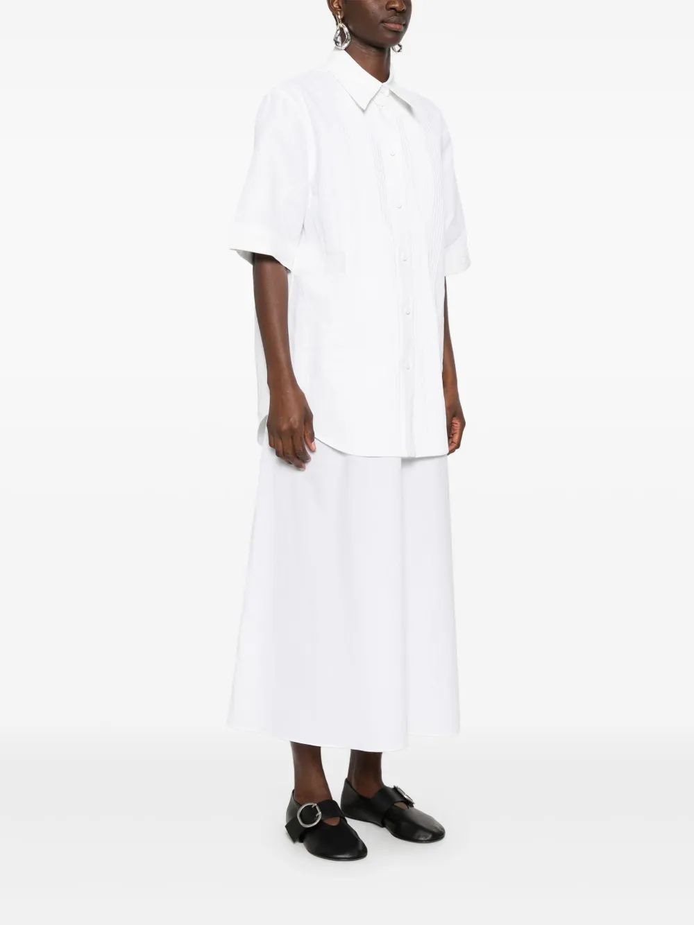 JIL SANDER Pleated Wide Shirt for Women - SS25 Collection