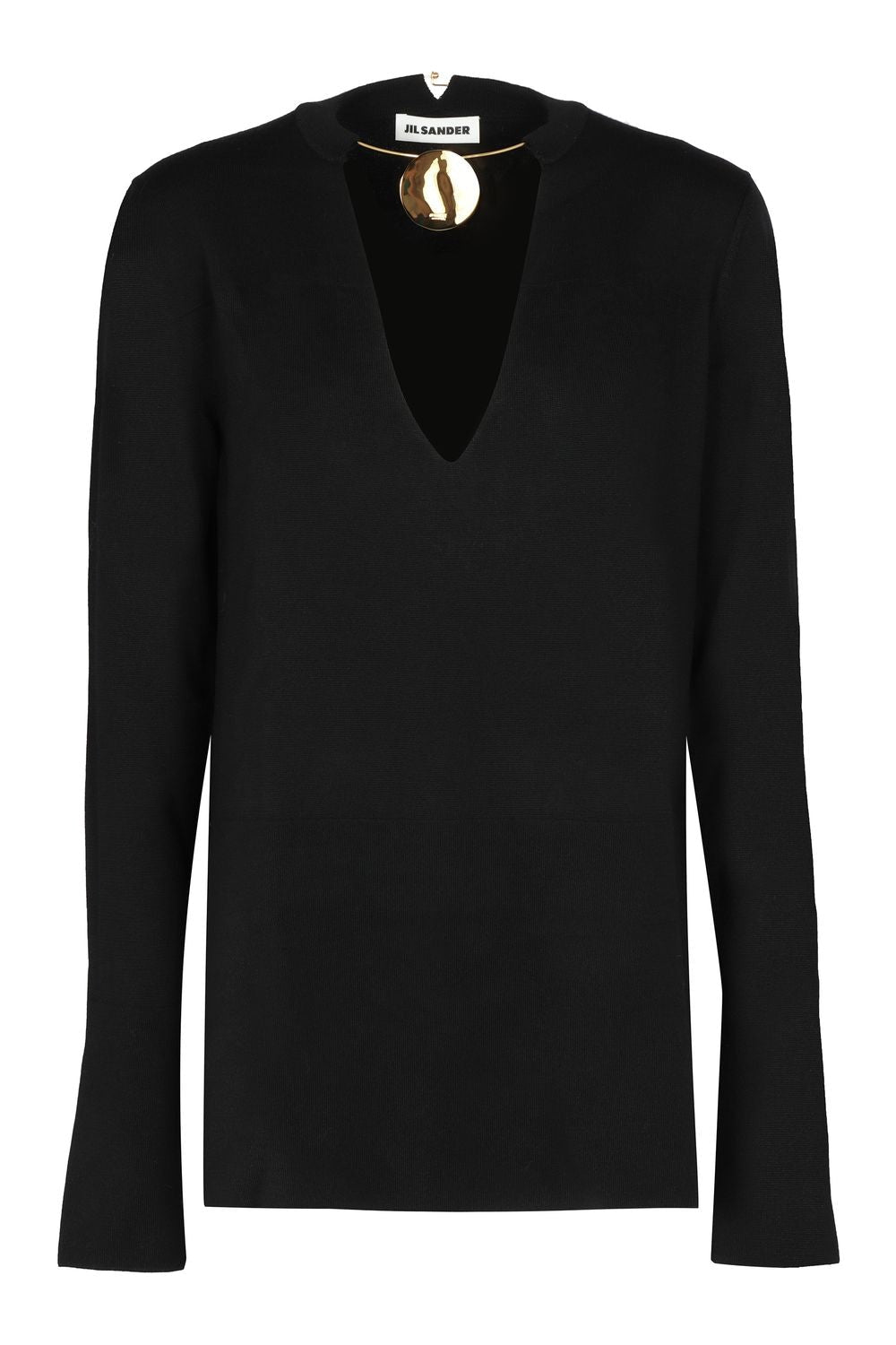 JIL SANDER Wool Sweater with Gold-Tone Detail