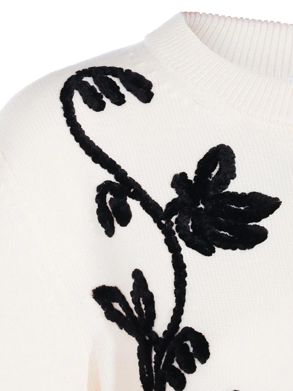 JIL SANDER Embroidered Flower Long Sleeve Crew Jumper for Women
