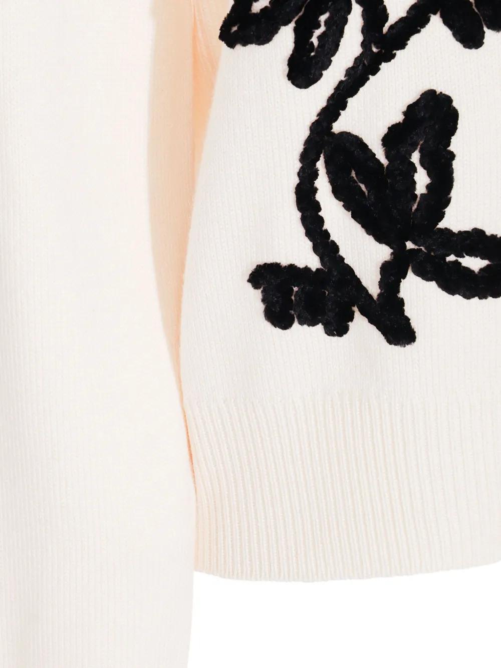 JIL SANDER Embroidered Flower Long Sleeve Crew Jumper for Women