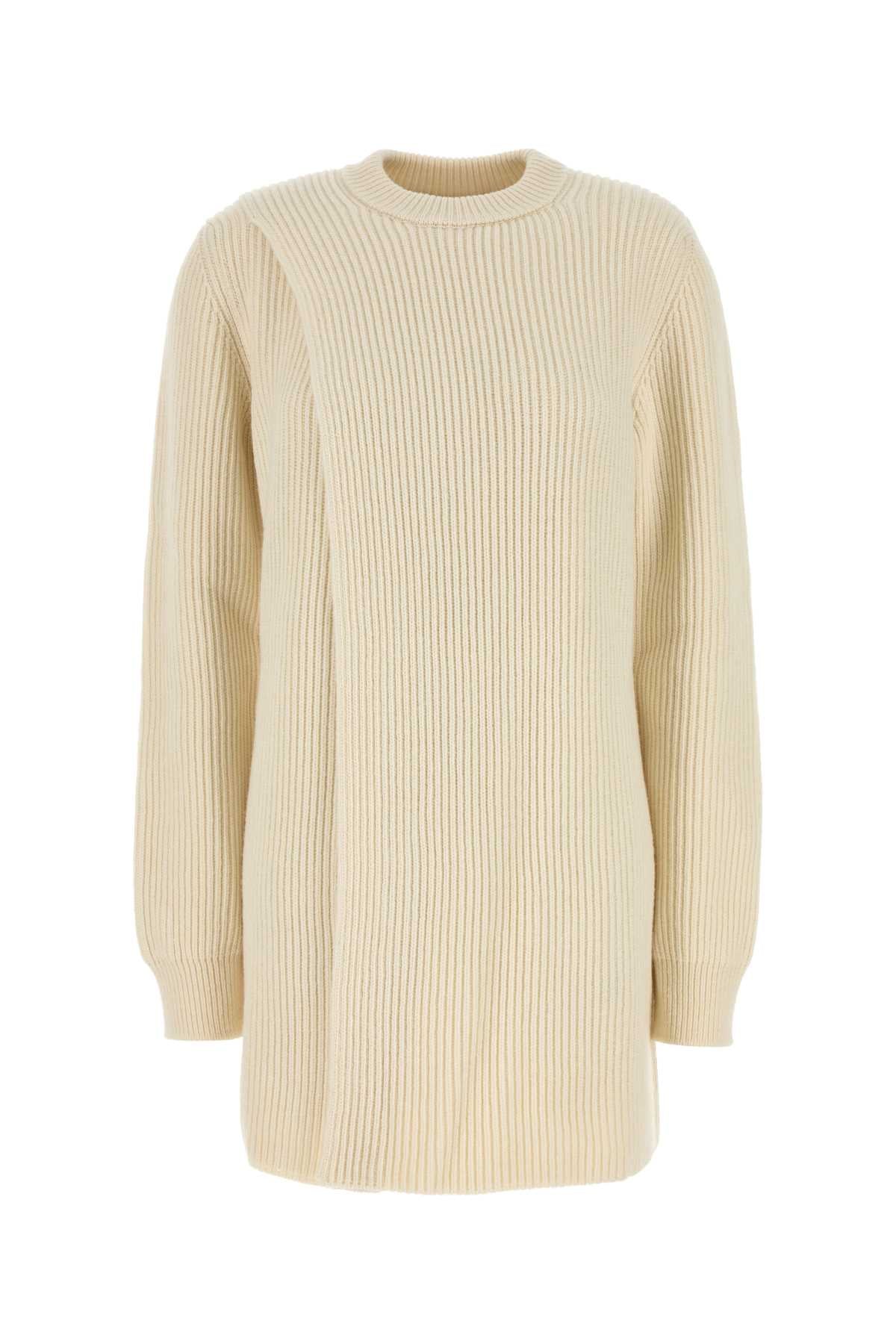 JIL SANDER Wool Sweater Dress with Overlapped Front Panels