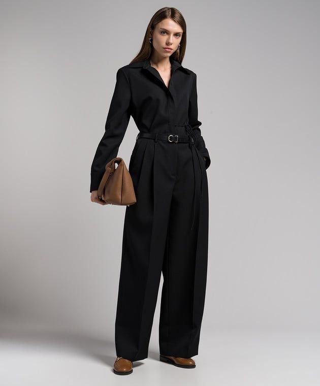 JIL SANDER Long Relaxed Wide Leg Pleated Pants