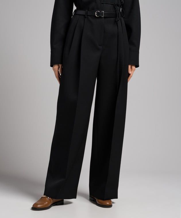 JIL SANDER Long Relaxed Wide Leg Pleated Pants