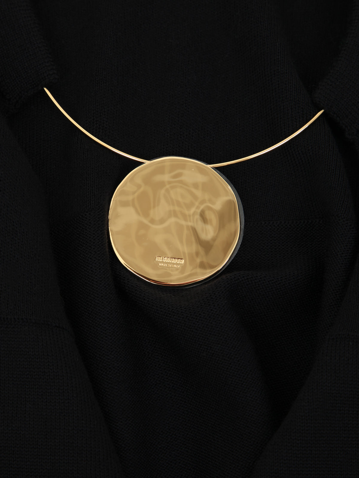 JIL SANDER Crew Neck Short Sleeve Knit with Integrated Jewel Necklace