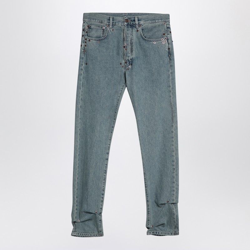 MOSCHINO COUTURE High Waist Denim Jeans with Rivet Details