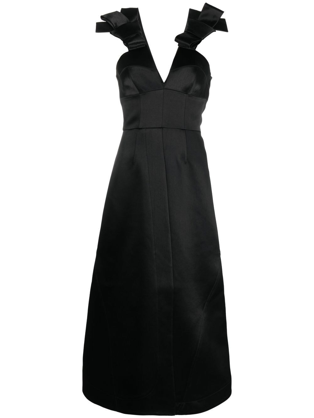 JIL SANDER Elegant Raffia Bow-Detail Midi Dress