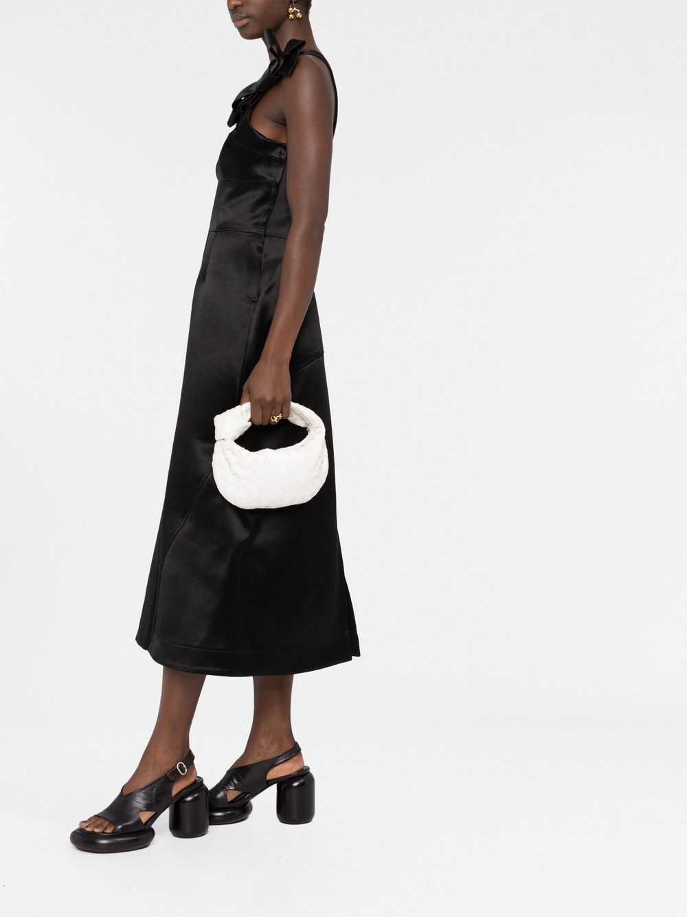 JIL SANDER Elegant Raffia Bow-Detail Midi Dress