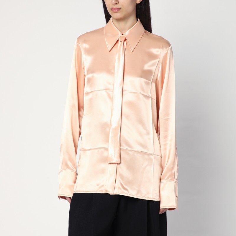 JIL SANDER Shiny Viscose Blend Shirt with Matching Tie - Women’s Top