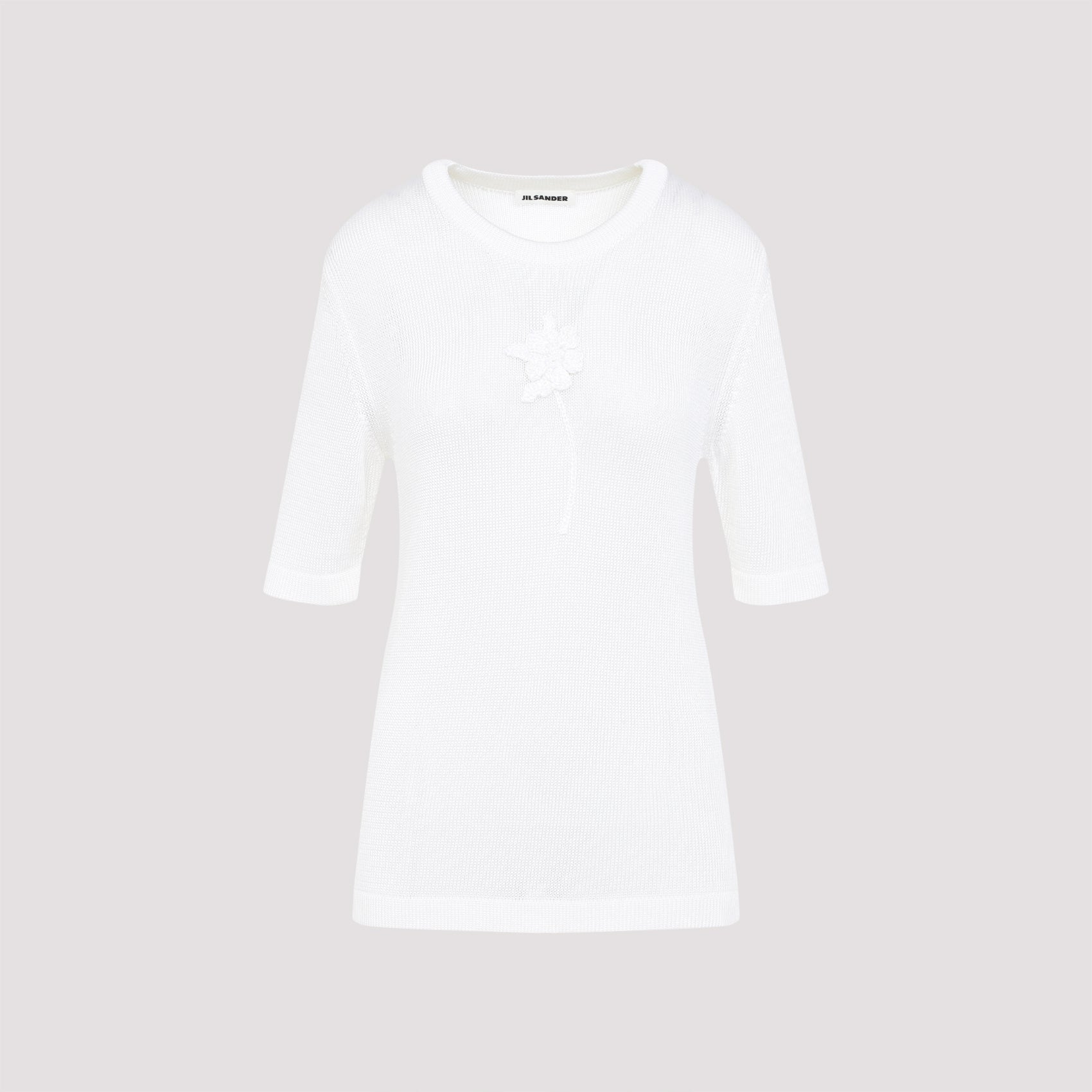 JIL SANDER Spring/Summer Women's Crochet Flower T-Shirt