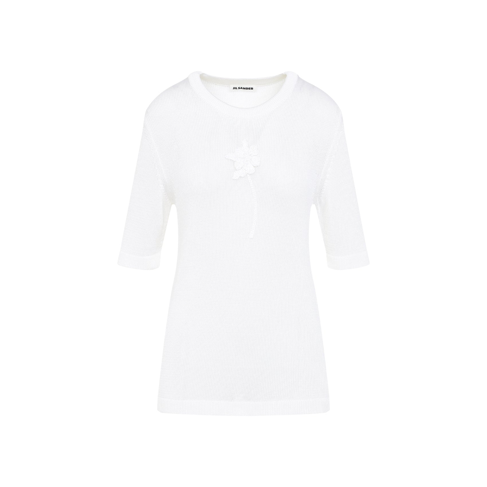 JIL SANDER Spring/Summer Women's Crochet Flower T-Shirt