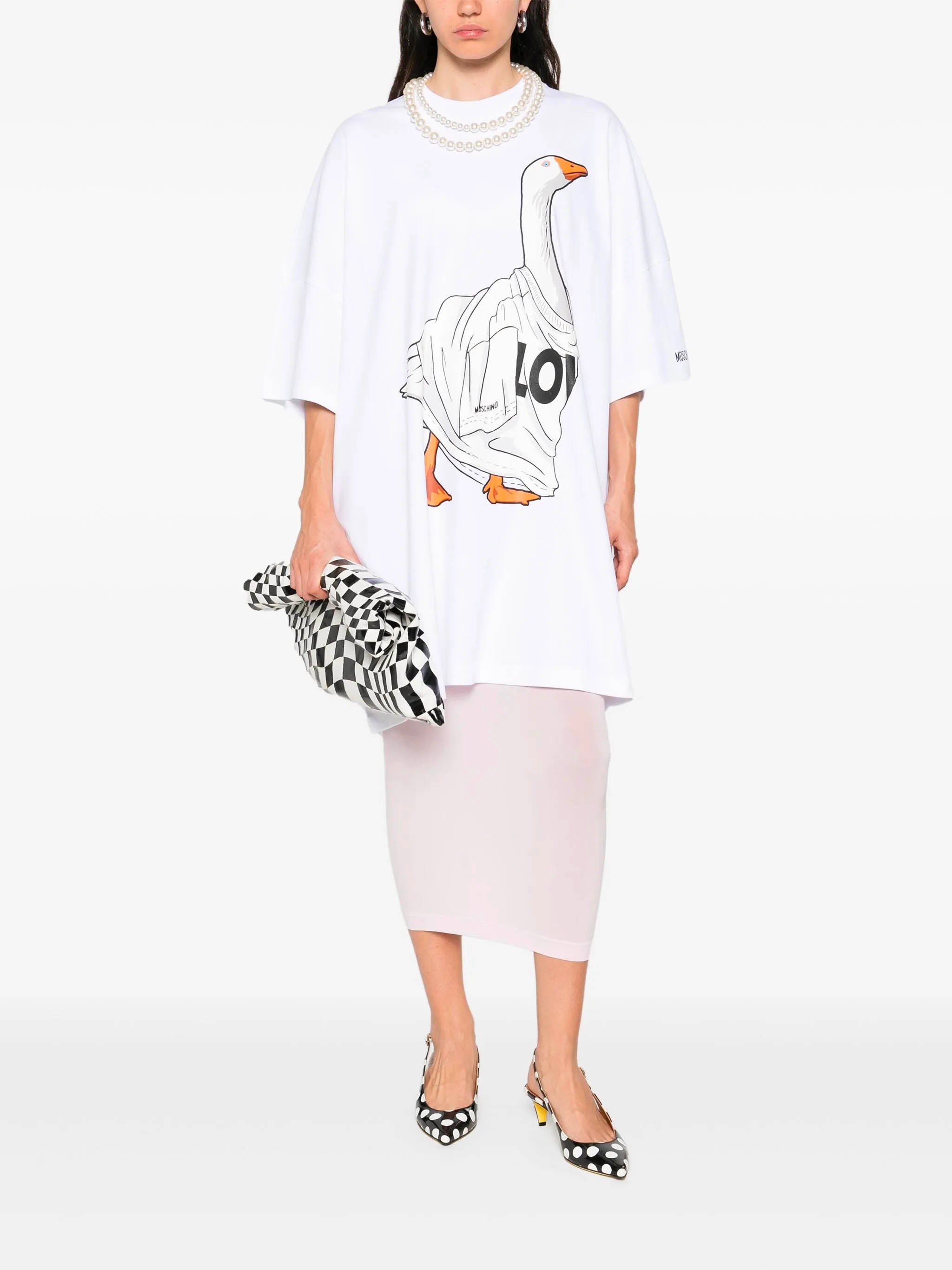 MOSCHINO COUTURE Mini Graphic-Print Crew Neck Dress - Size XS