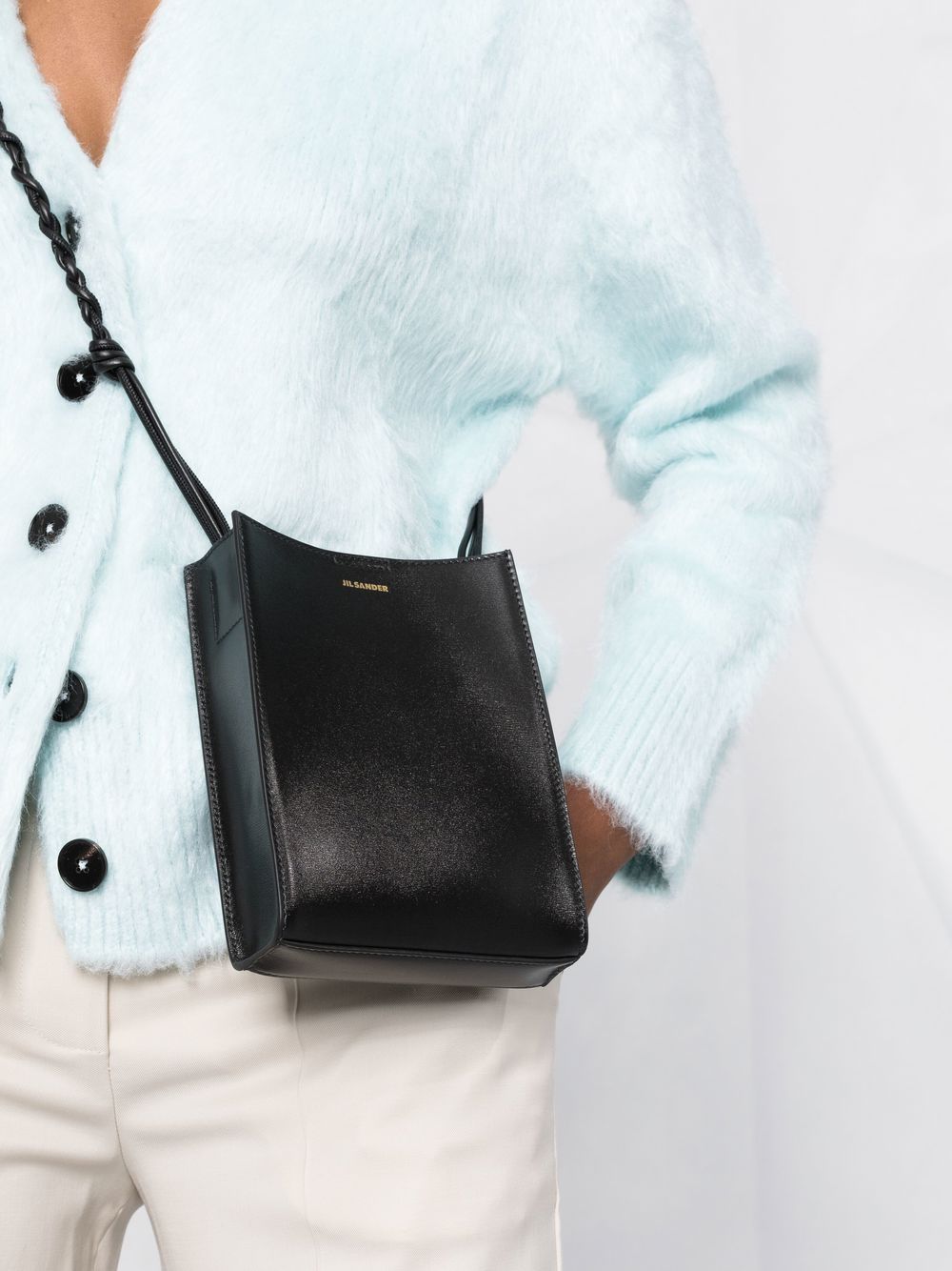 JIL SANDER Mini Leather Tangle Shoulder Handbag