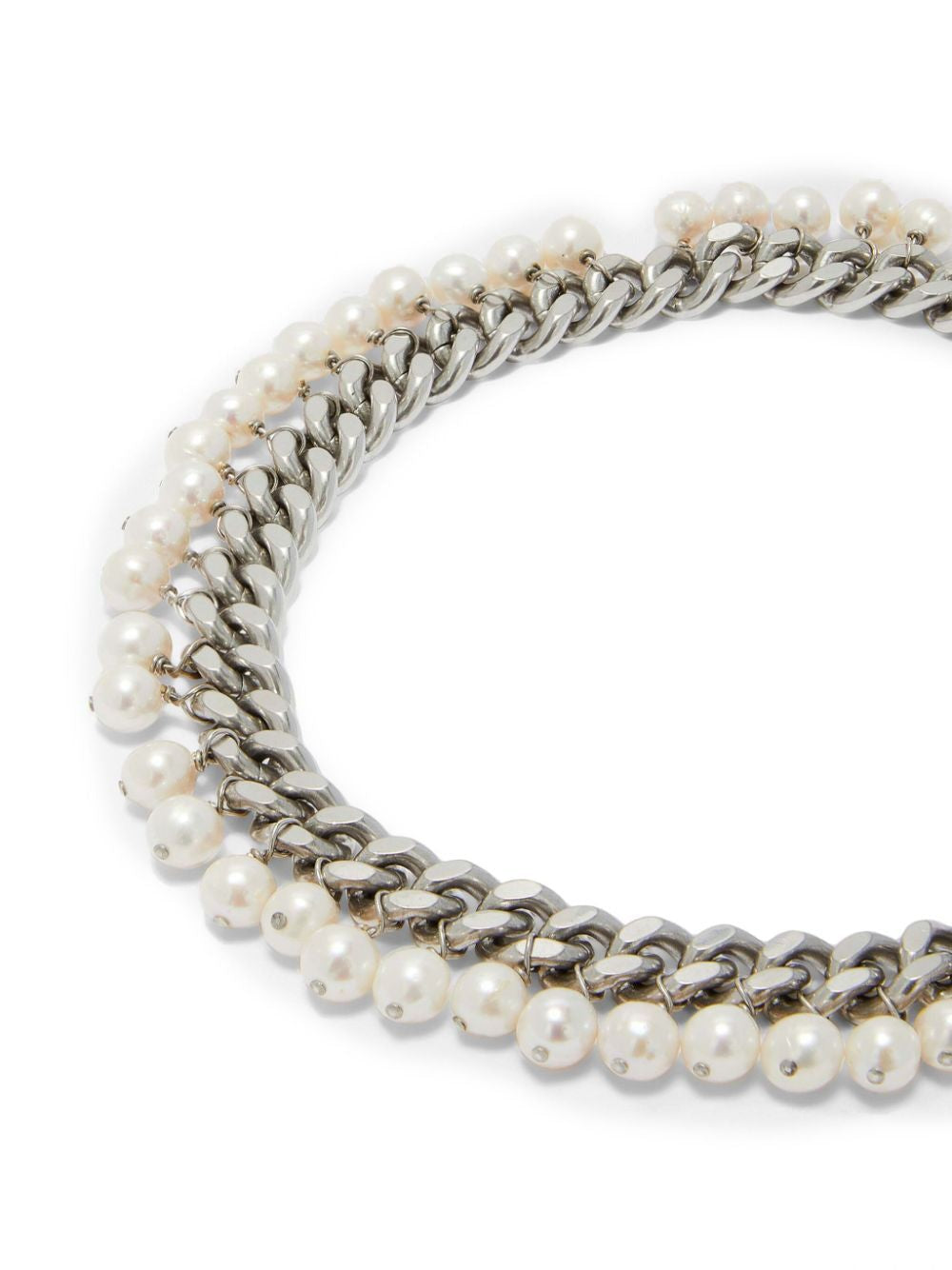 JIL SANDER Freshwater Pearl Necklace with Silver Chain