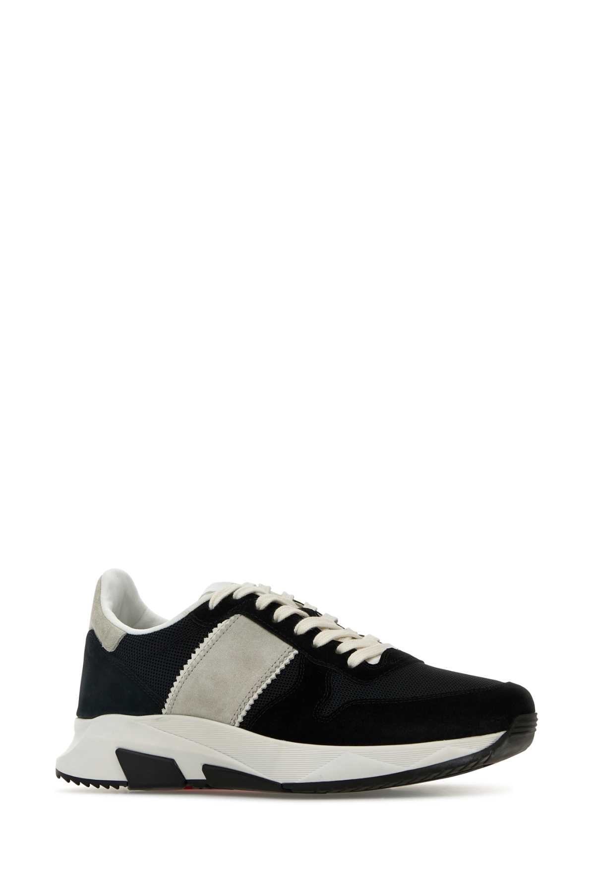TOM FORD Black Mesh and Suede Sneakers for Men