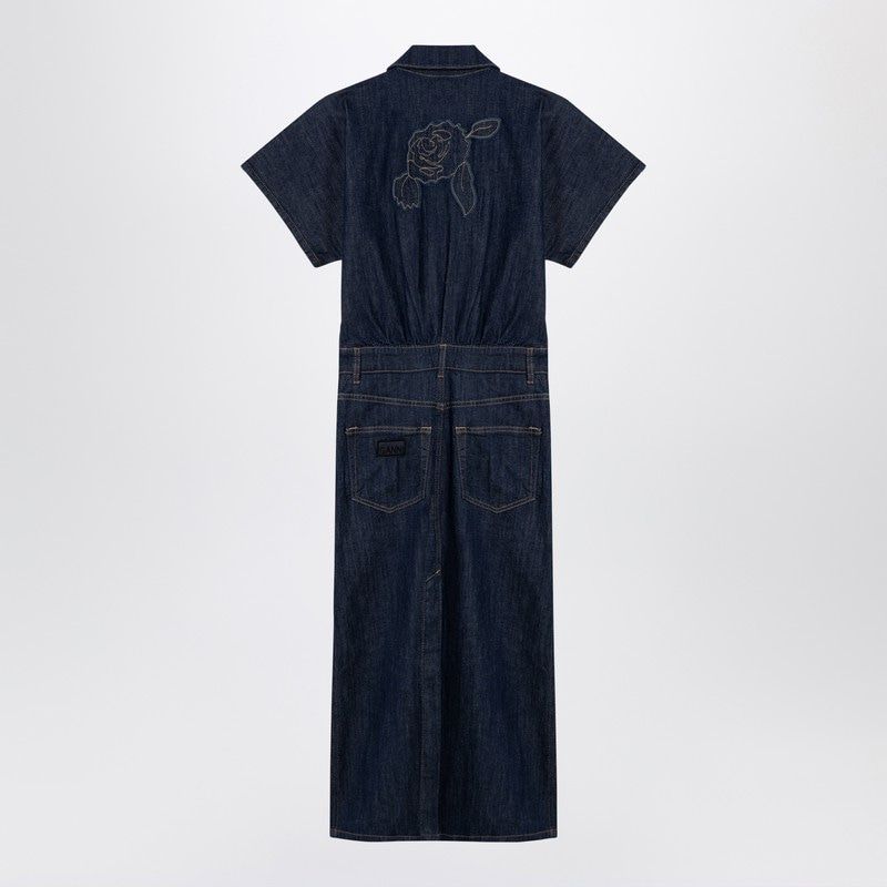 GANNI Chic Midi Dress in Organic Denim for Women