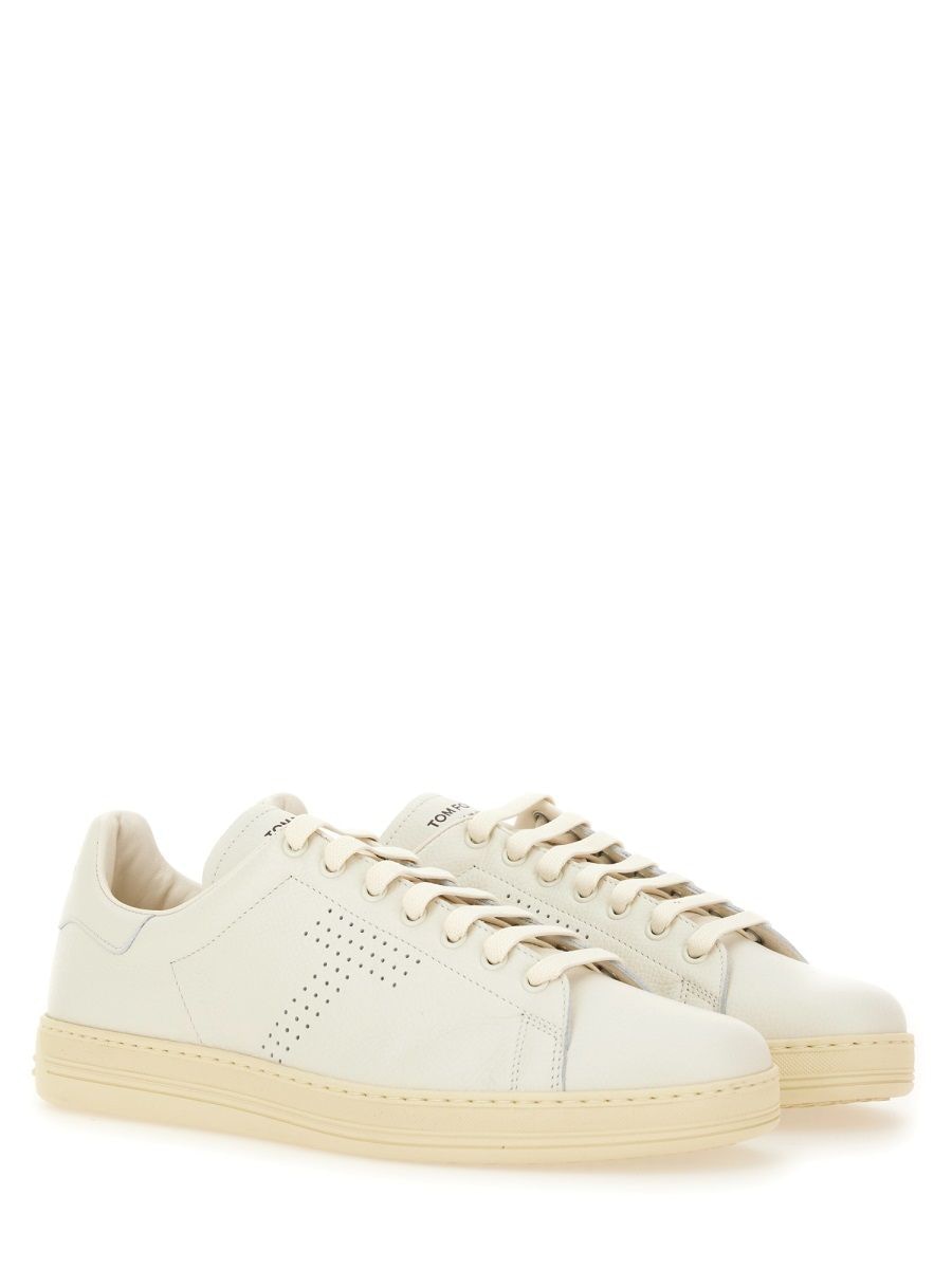 TOM FORD Leather Round Toe Sneakers for Men