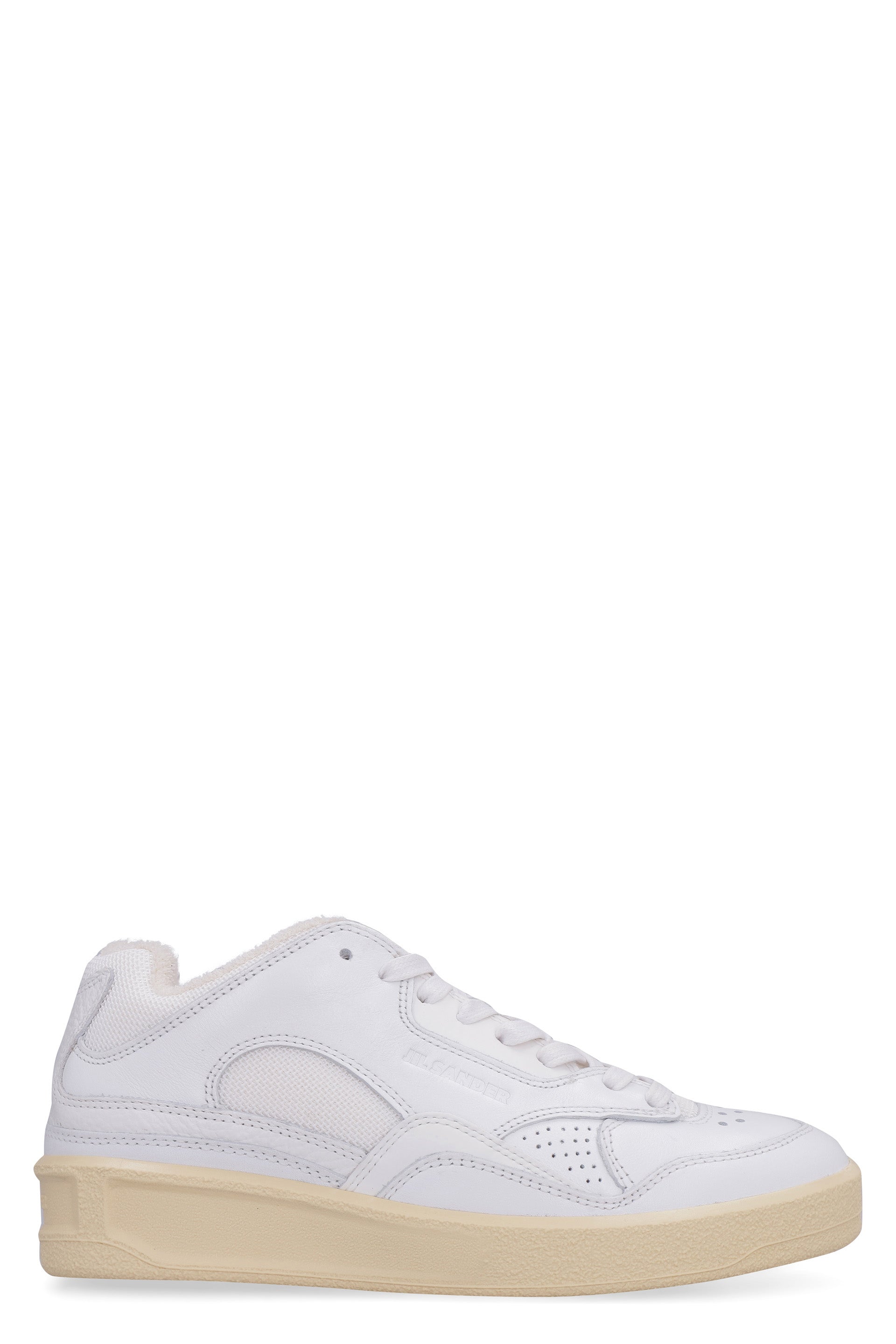 JIL SANDER Leather and Fabric Basket Sneaker - Women
