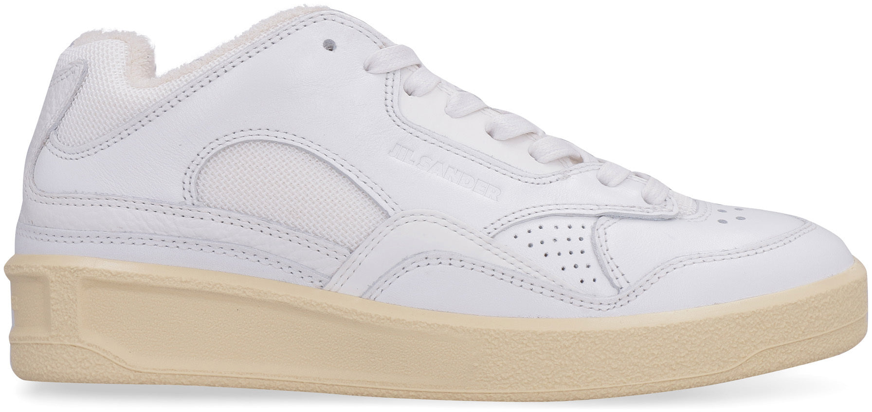 JIL SANDER Leather and Fabric Basket Sneaker - Women
