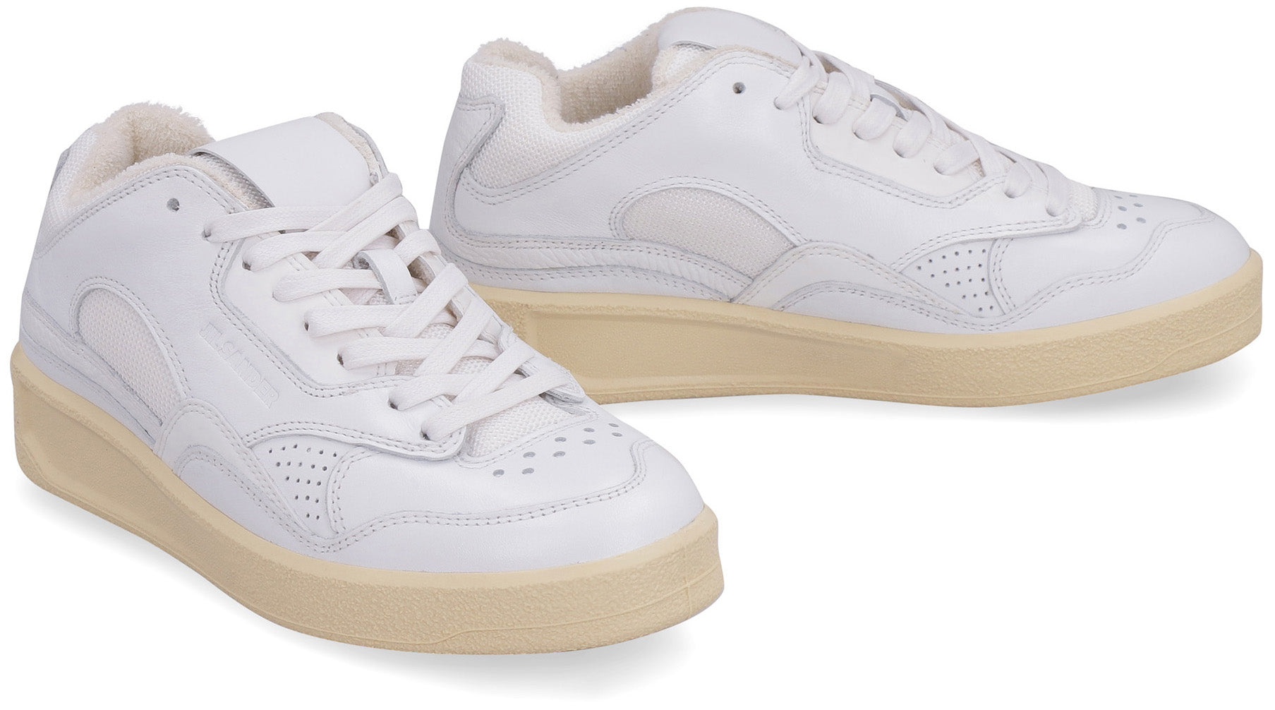 JIL SANDER Leather and Fabric Basket Sneaker - Women