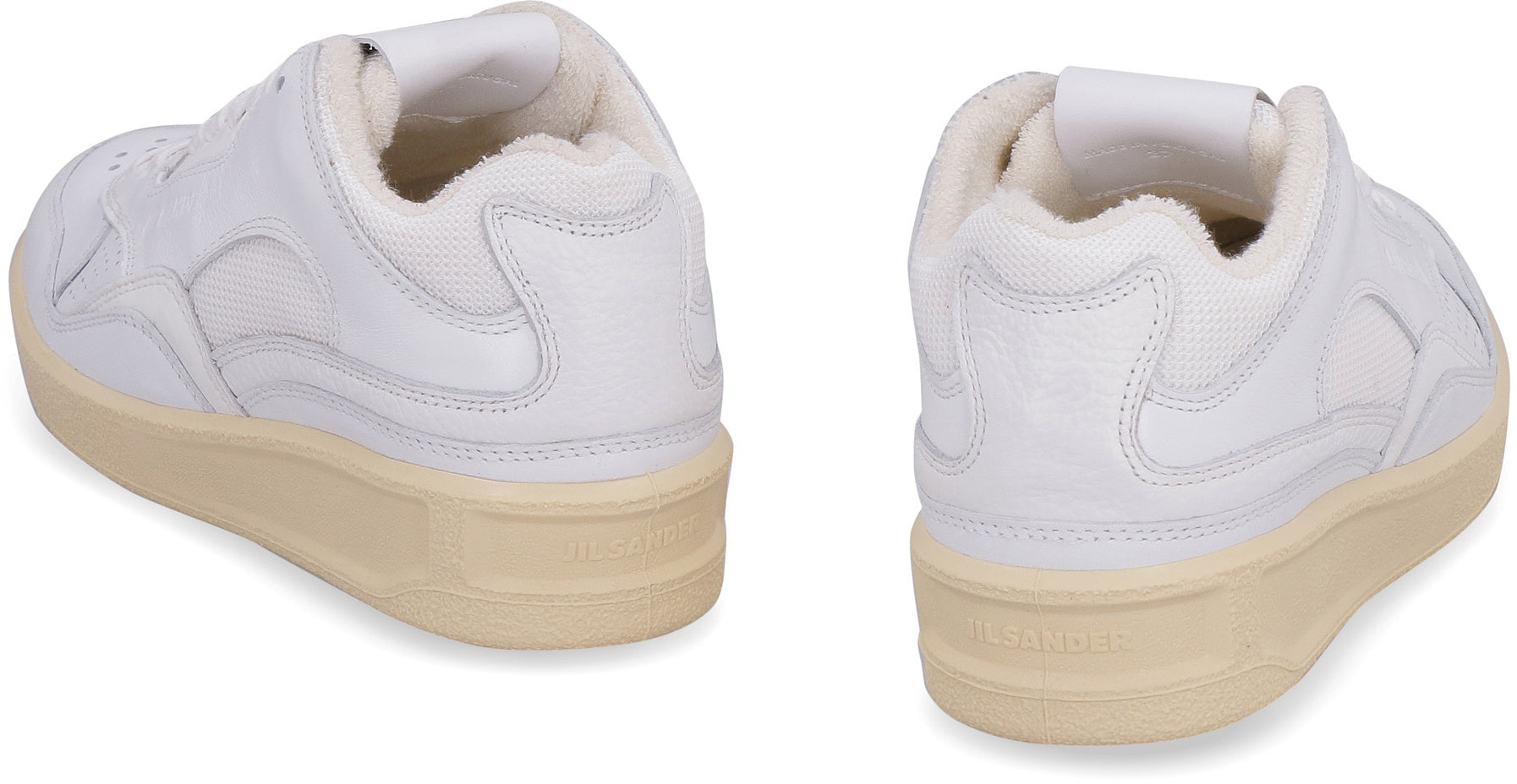 JIL SANDER Leather and Fabric Basket Sneaker - Women