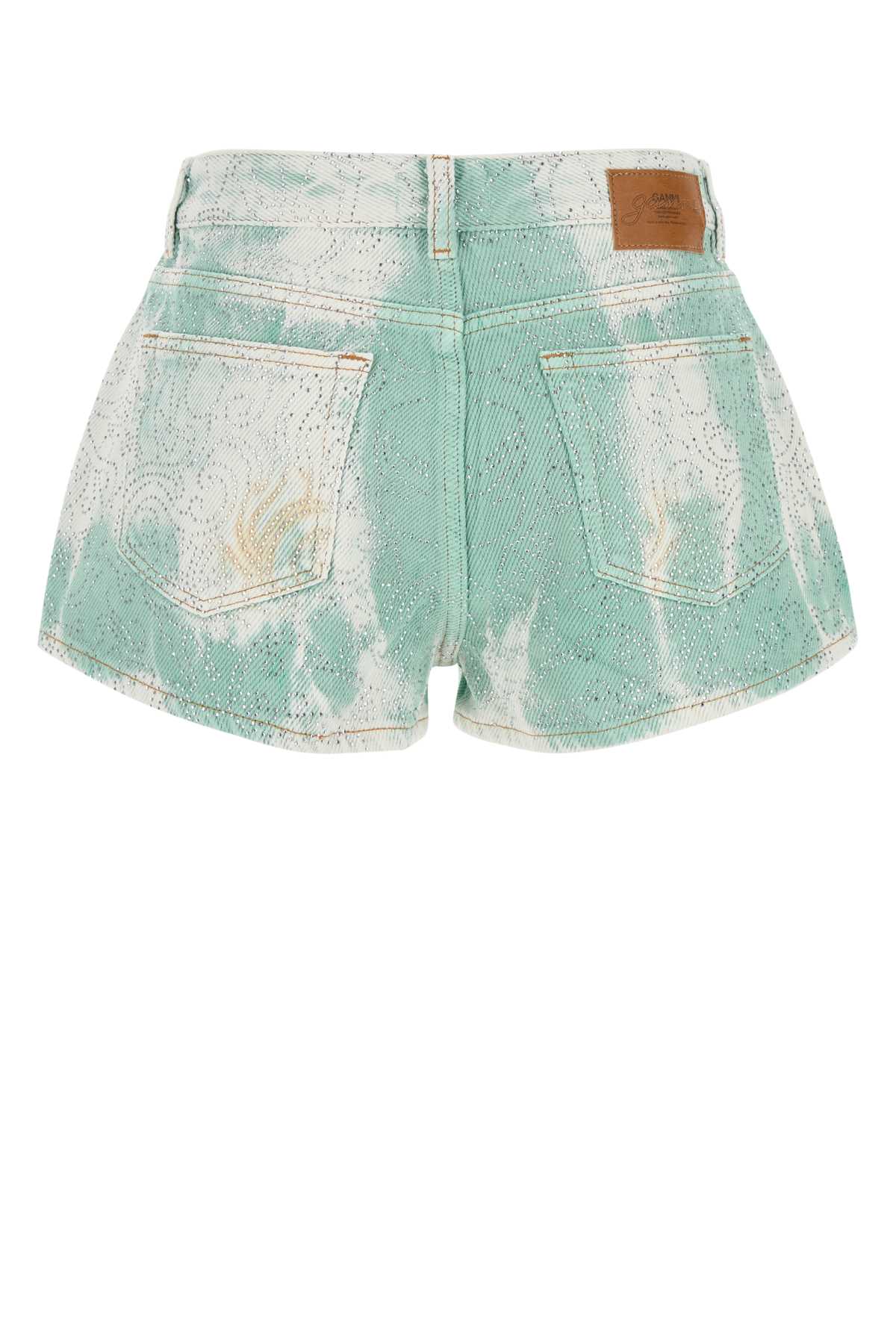 GANNI Two-Tone Denim Mini Shorts for Women