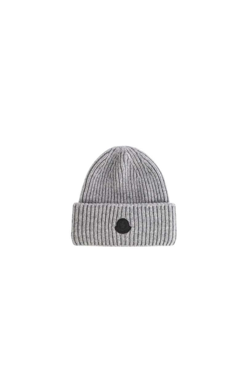 MONCLER Elegant Cashmere Hat with Leather Logo Trim - 10cm Brim