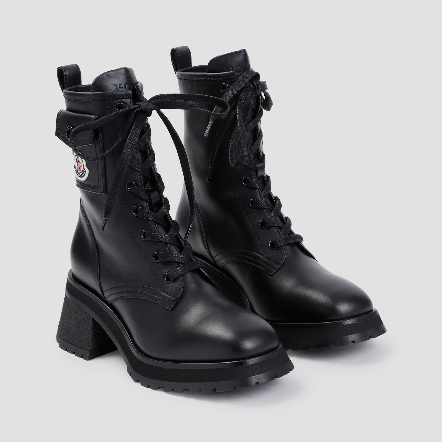 MONCLER Lace-Up Leather Ankle Boots