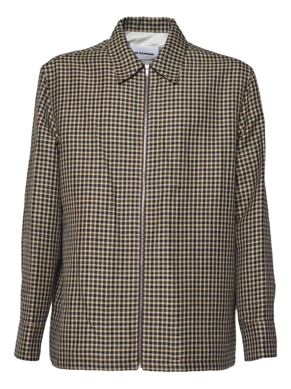 JIL SANDER Plaid Overshirt with Zipper Front Closure for Men