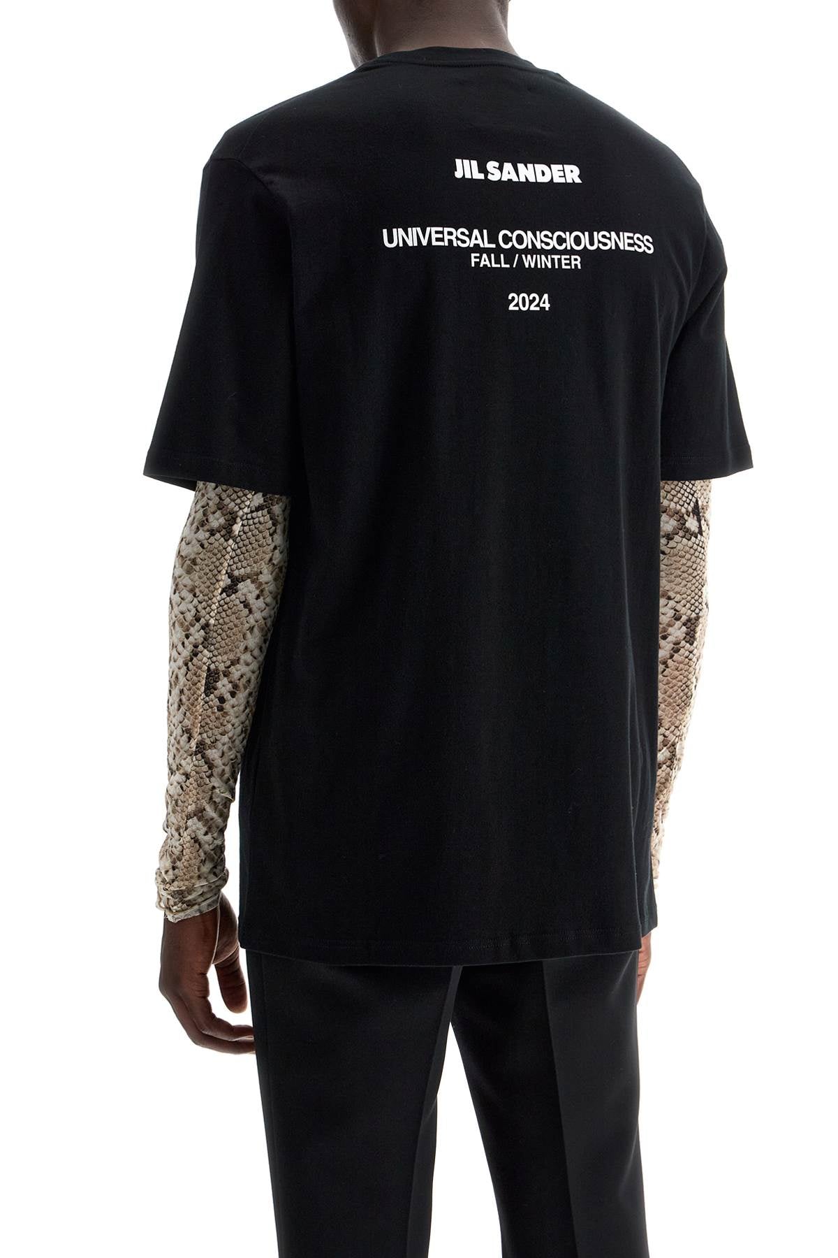 JIL SANDER Crew Neck T-Shirt with Seasonal Print on the Back