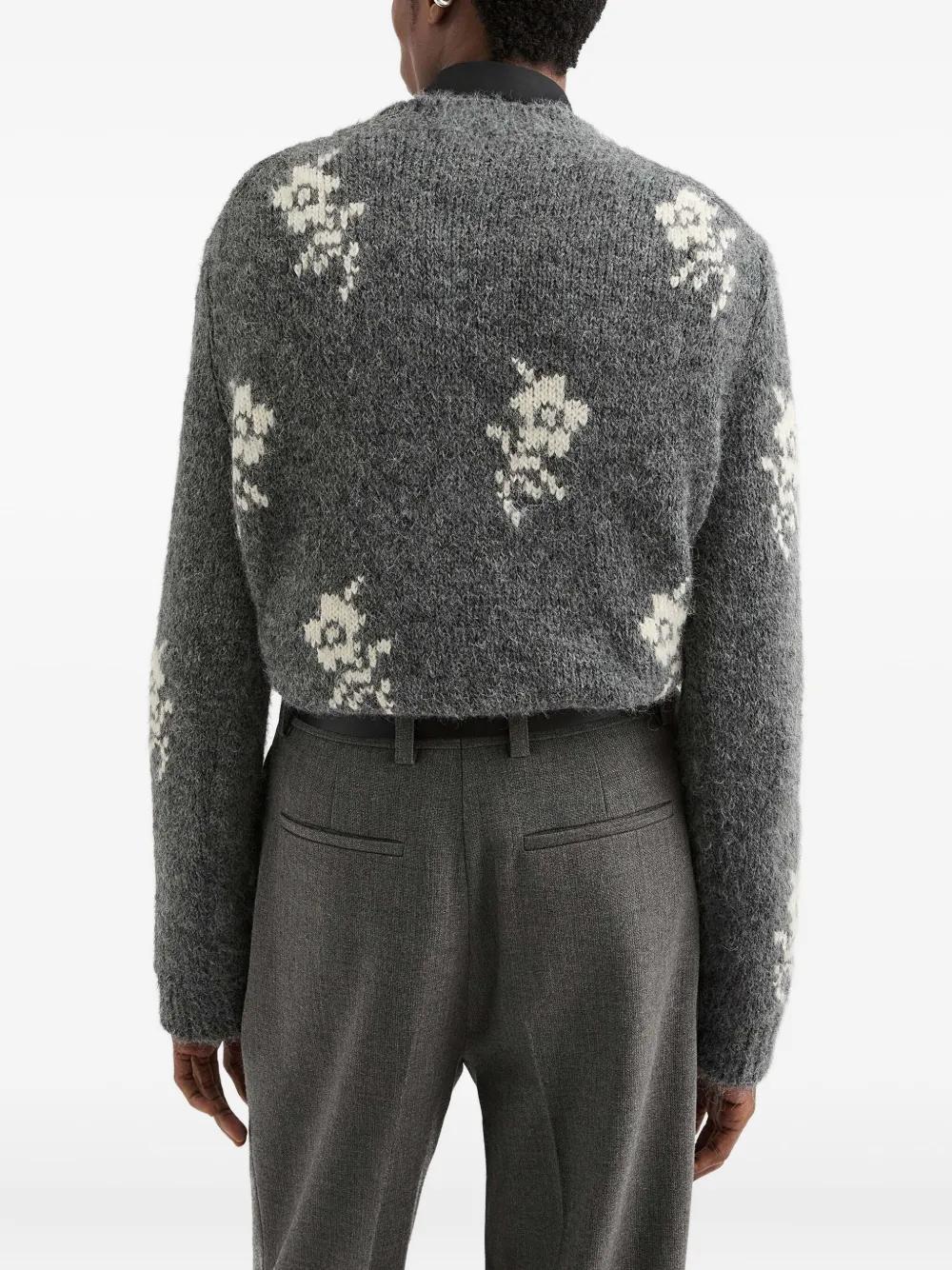 JIL SANDER Floral Embroidered Alpaca Blend Sweater - Men’s L