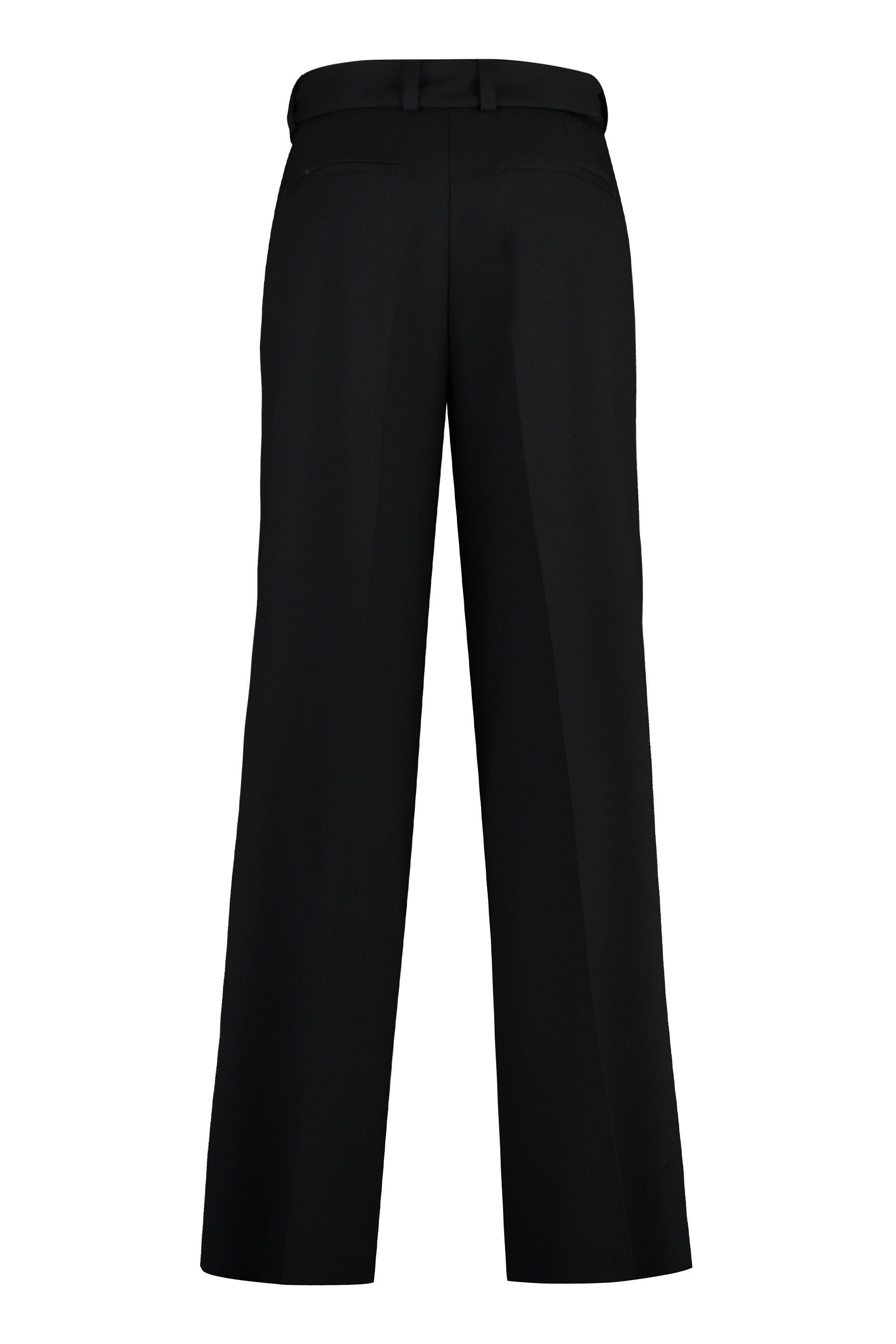 JIL SANDER Men's Wide Pleat Wool Trousers with Belt
