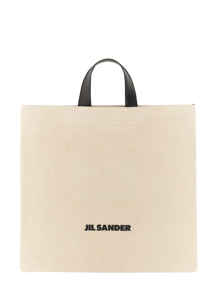 JIL SANDER Medium Double Leather Top Handle Tote Handbag