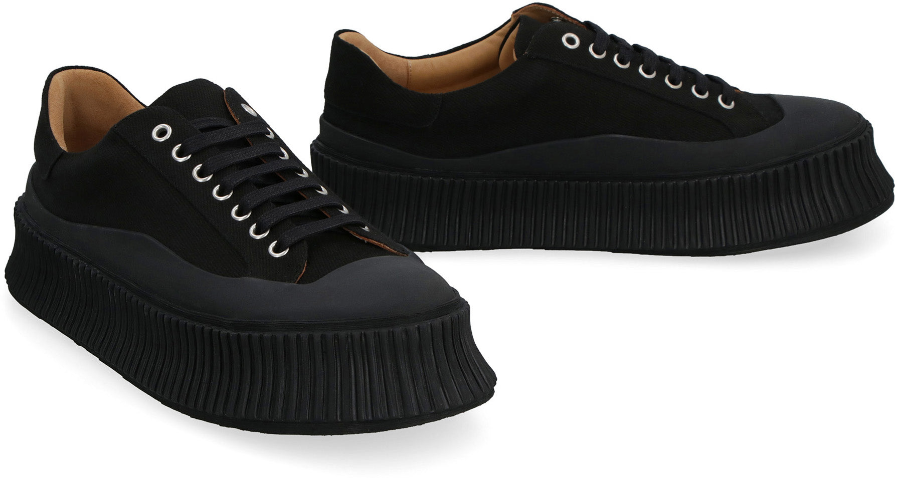 JIL SANDER Low Laced Sneakers with Vulcanized Rubber Sole