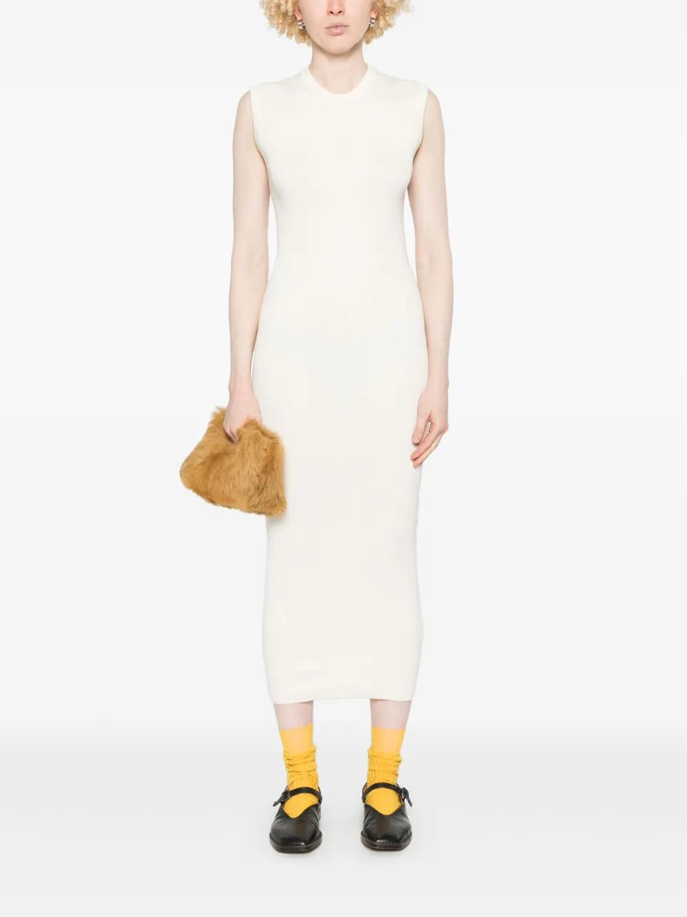 JIL SANDER Natural Long Ribbed Dress