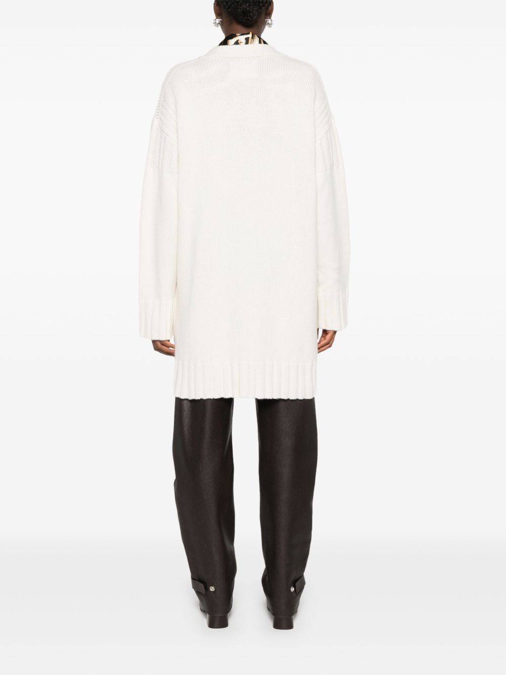 JIL SANDER Natural Cardigan with Black Buttons