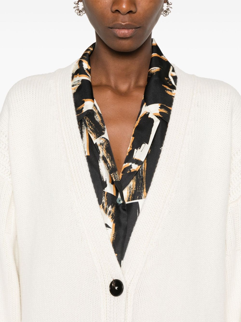 JIL SANDER Natural Cardigan with Black Buttons