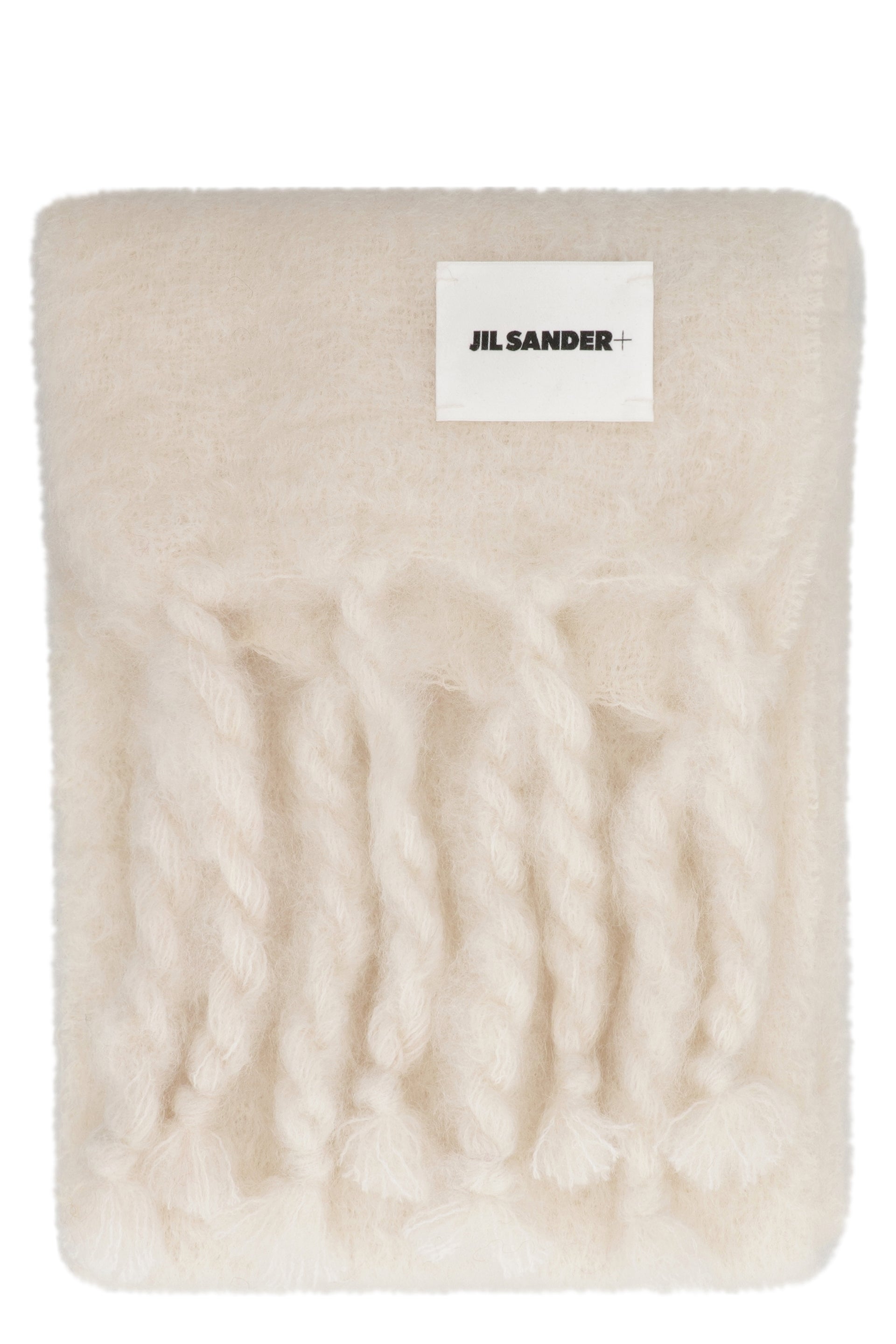 JIL SANDER Wool Blend Scarf with Fringed Edges - 180X25 cm