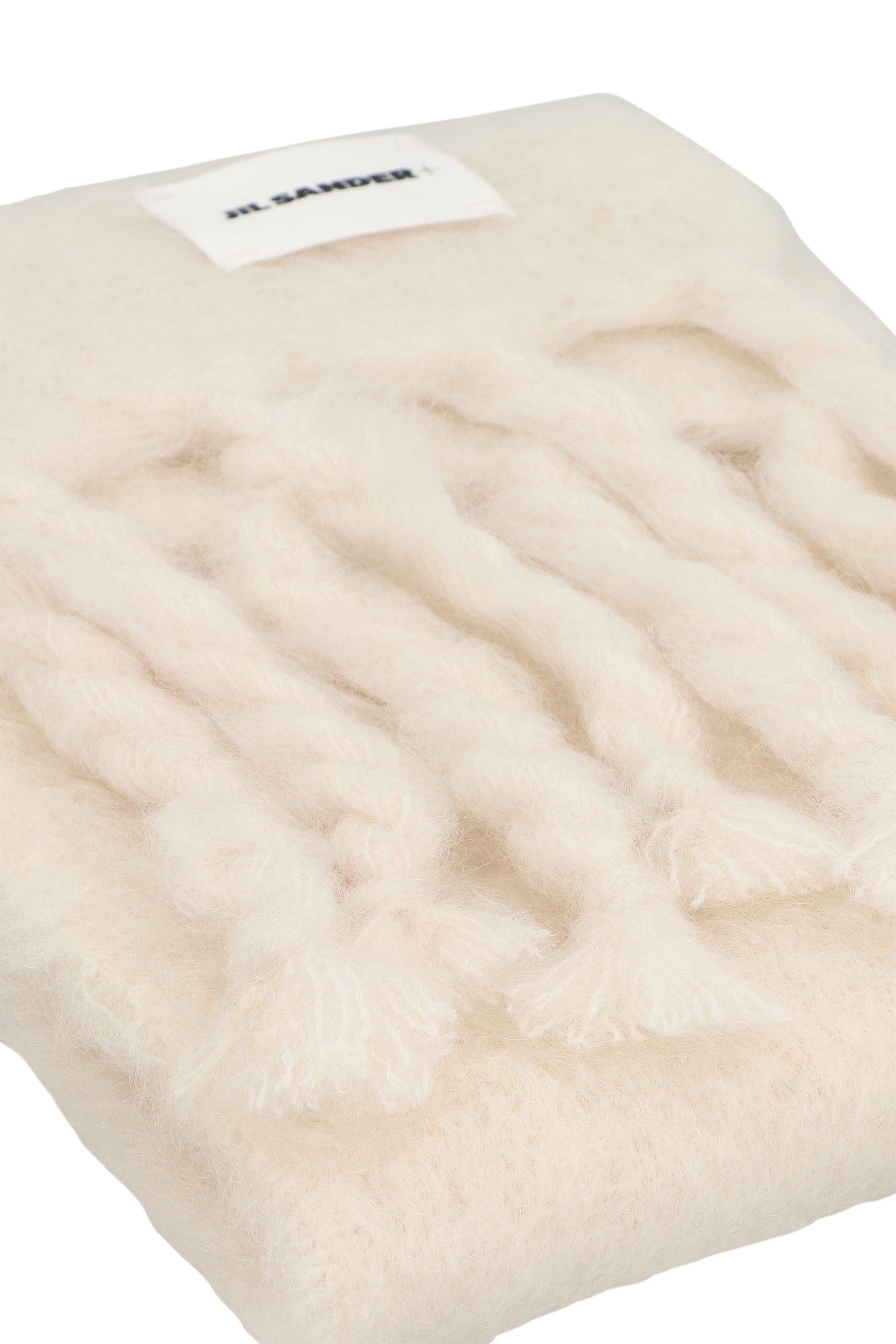 JIL SANDER Wool Blend Scarf with Fringed Edges - 180X25 cm