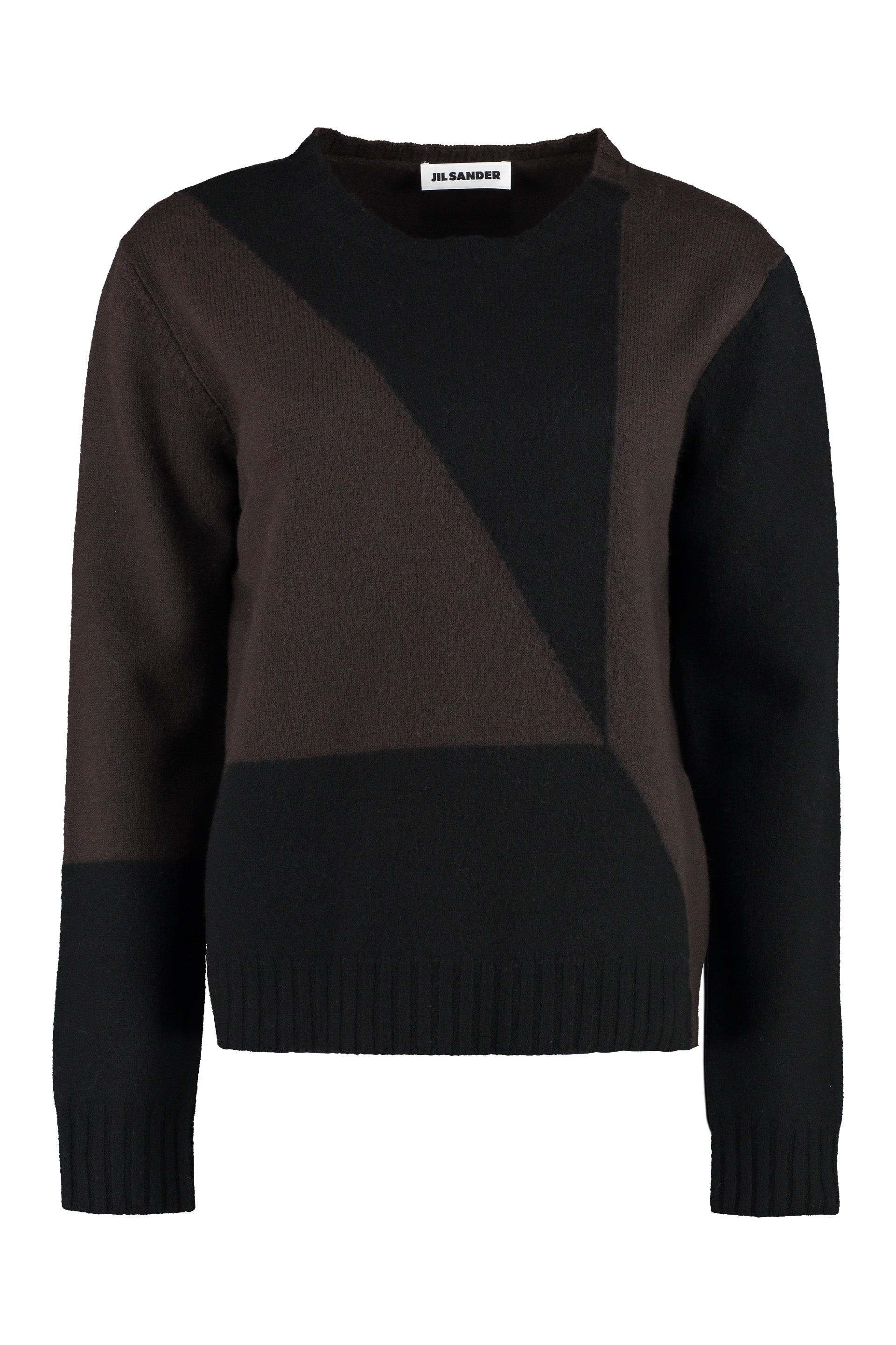 JIL SANDER Geometric Pattern Crew-Neck Wool Sweater