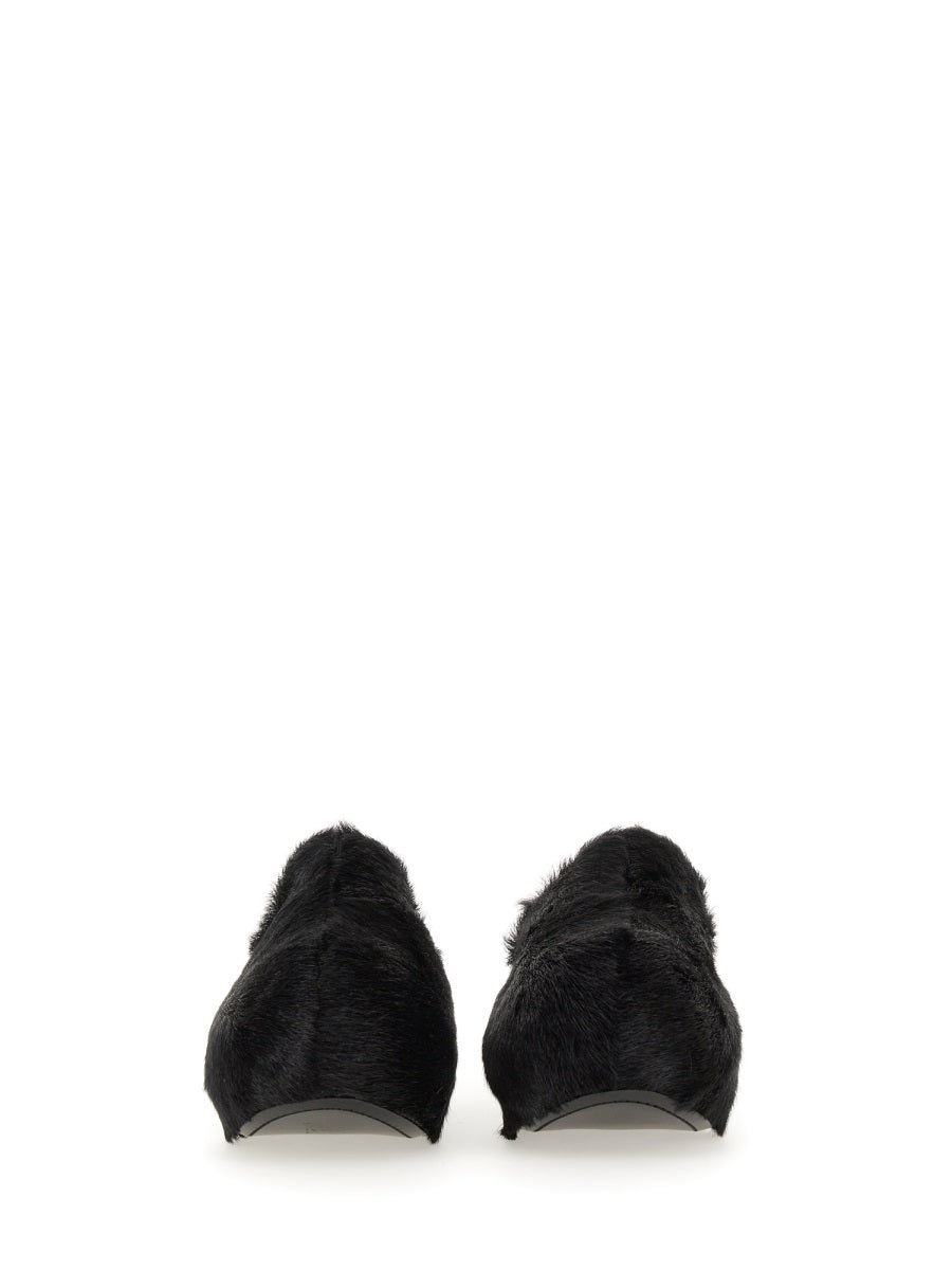 JIL SANDER Fur-Trim Flat Sandals with 6 cm Coated Calfskin Sole