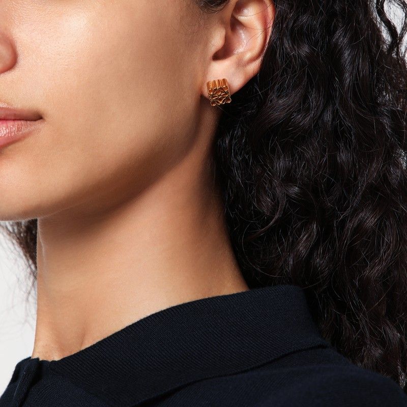 LOEWE Gold Anagram Stud Earrings