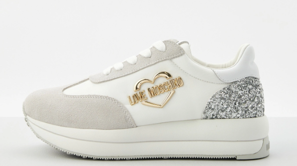 LOVE MOSCHINO Chic Silver Mix Sneakers for Women - SS24