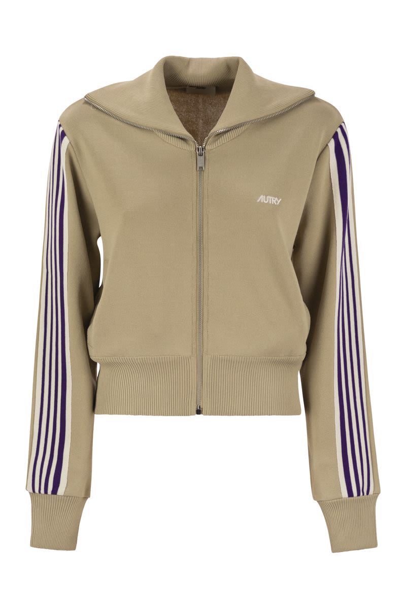 AUTRY Knit Tennis-Style Zip Sweatshirt (Regular Fit)