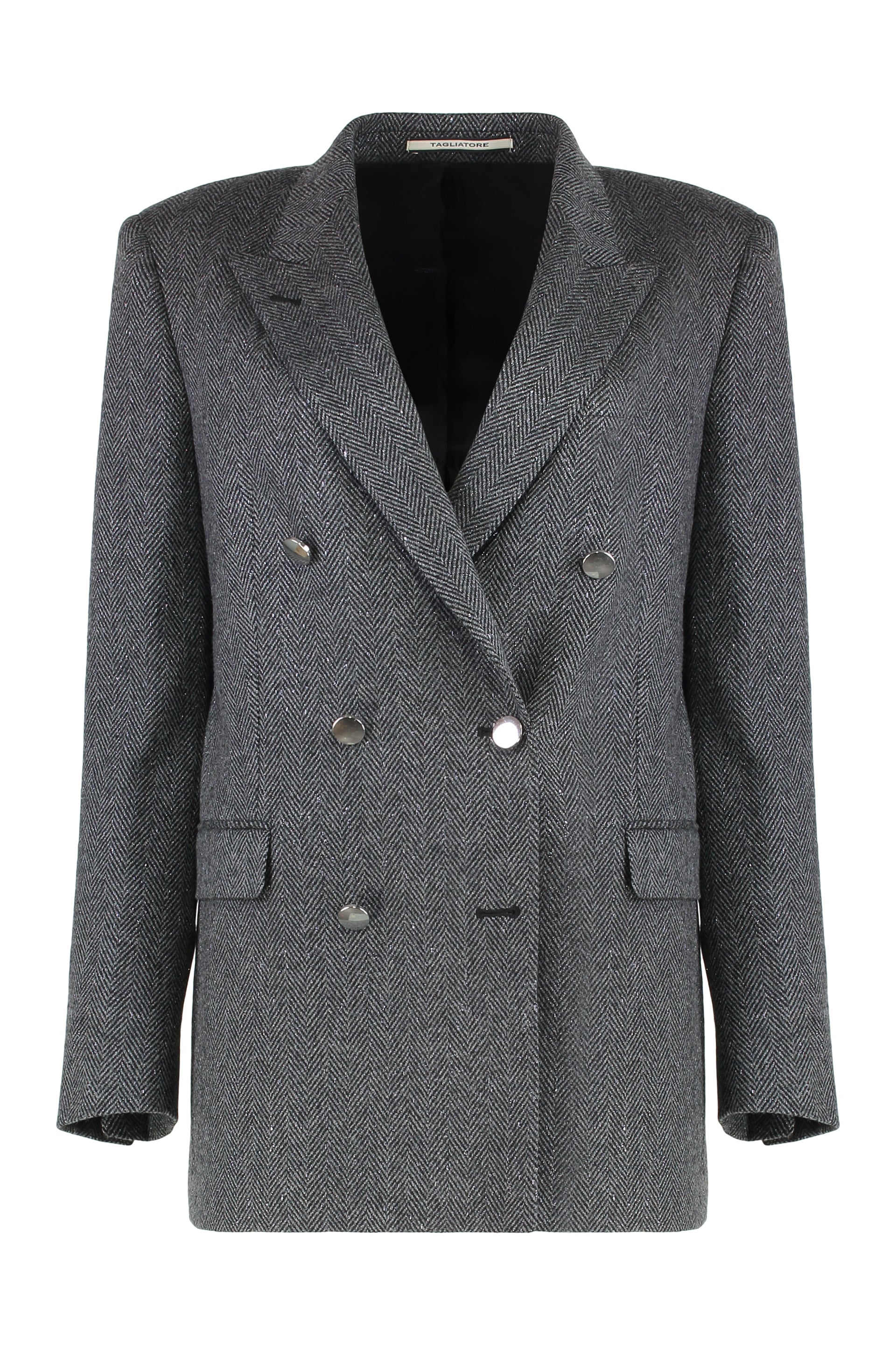 0205 TAGLIATORE Double-Breasted Houndstooth Jacket