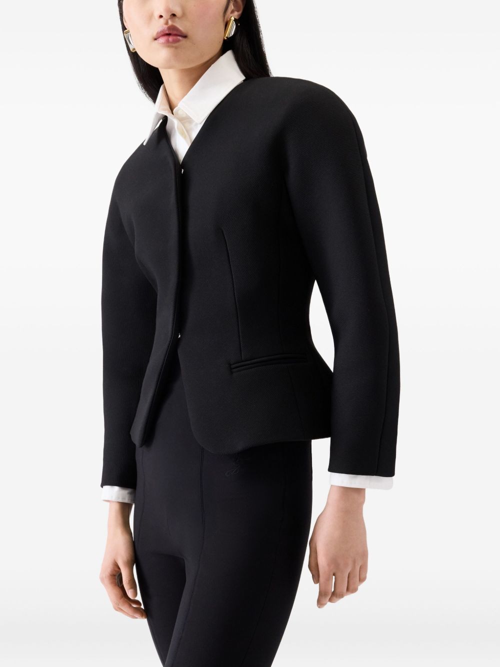 JACQUEMUS Mini Blazer Jacket with Curved Hem