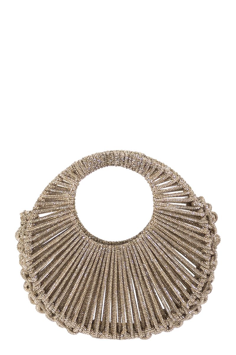 HIBOURAMA Mini Jewelled Handbag Studded with Crystals - 21 x 26 x 8 cm