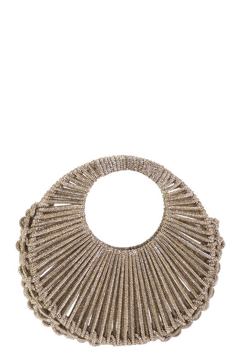 HIBOURAMA Mini Jewelled Handbag Studded with Crystals - 21 x 26 x 8 cm