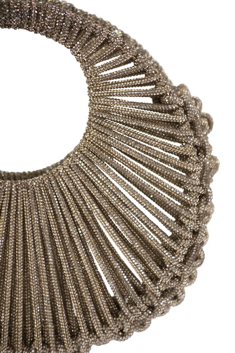 HIBOURAMA Mini Jewelled Handbag Studded with Crystals - 21 x 26 x 8 cm